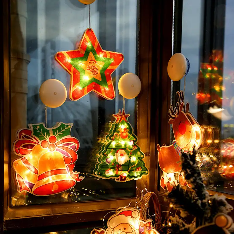 Christmas Decor Lamp Window Hanging Lamp Shop Window Room Decoration LED Sucker Light Small Colored Lamp 2024 Christmas Decor