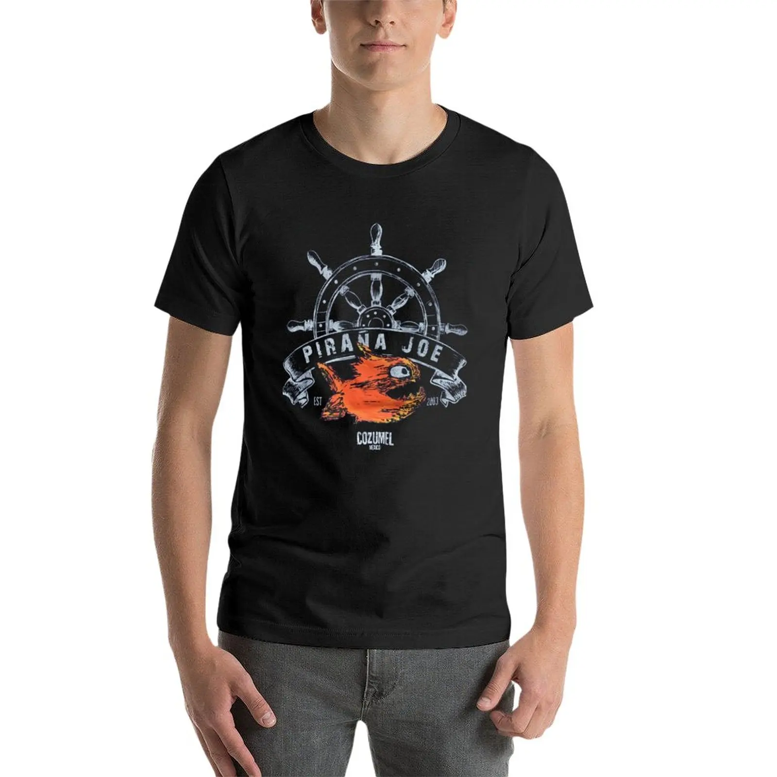 Camiseta de Pirana Joe Cozumel para hombre, camisa de secado rápido, ropa kawaii, camisetas de peso pesado, nueva