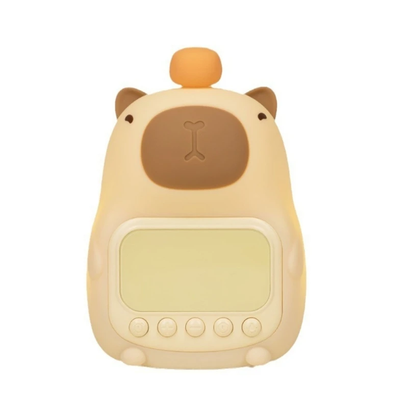 Multifunction Cute Capybara Desk Night Light with Alarm Clock 1500mAh USB Rechargeable Snooze Function Sleep Trainer