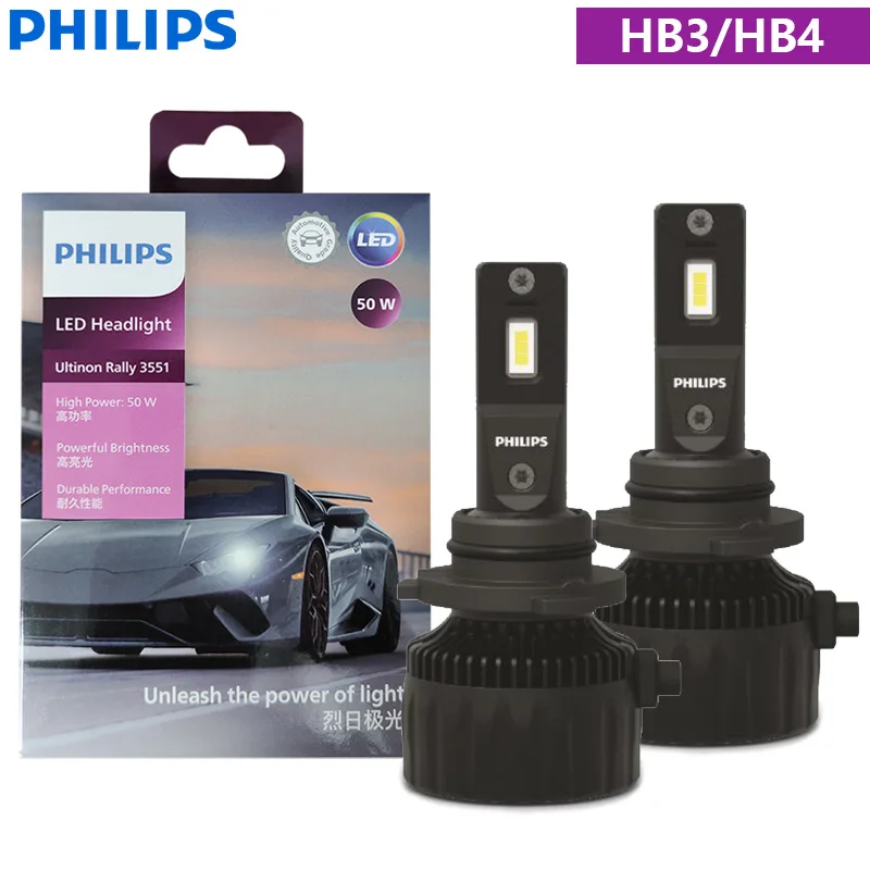 Philips Ultinon Rally 3551 LED H4 H7 H11 HB3 HB4 HIR2 Max. vermogen 50 W 4500LM Autokoplamp 6500 K Wit Max Lumen Watt LED-lampen 2X