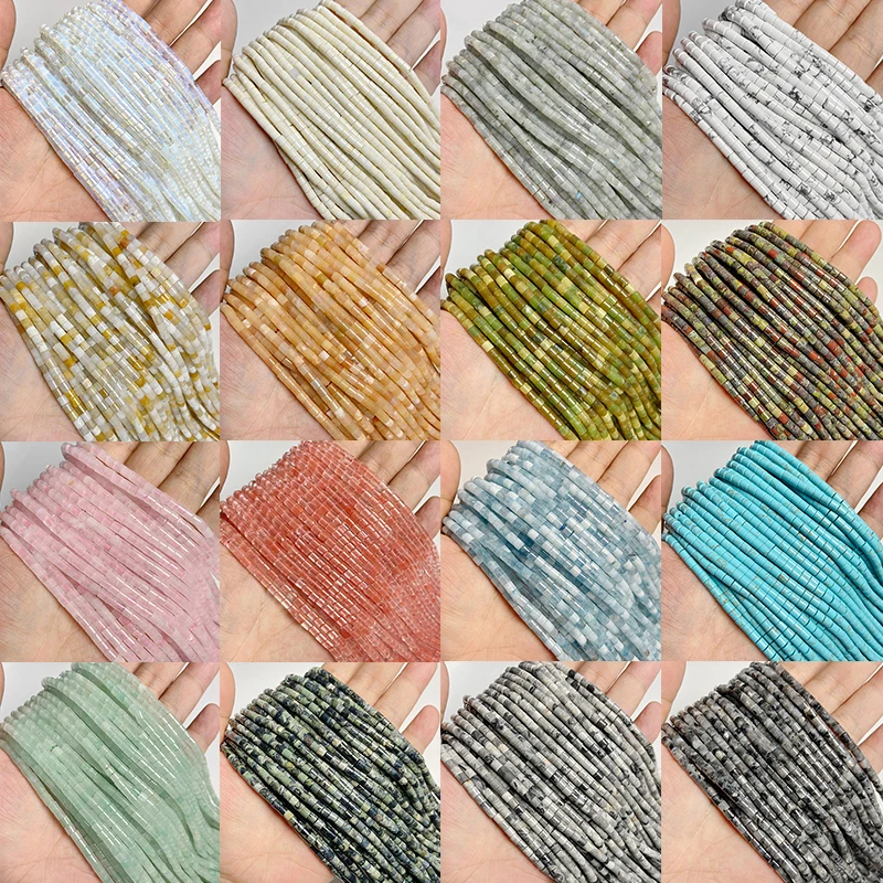 4x4mm Natural Crustal Stone Tube Beads Spacer Loose Charm Bead For Jewelry making DIY Y2K Necklace Earring Bracelet Accessory