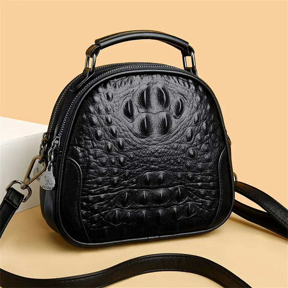 Vintage Crocodile-Embossed Leather Handbag Women's Top Handle Bag Adjustable Shoulder Strap Fashionable Unique Design