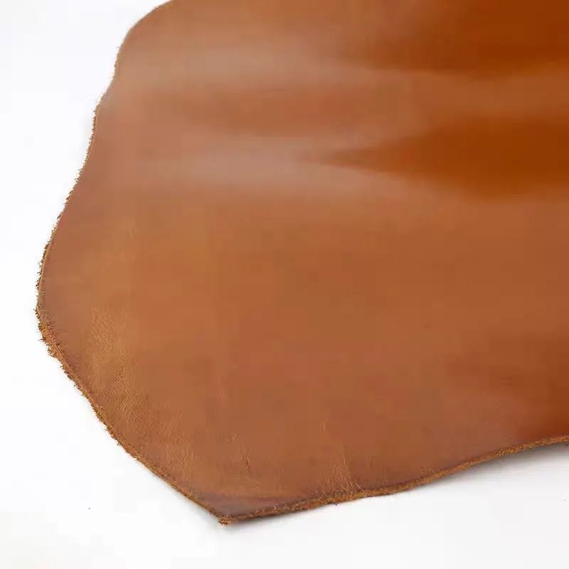 Yellow brown 2mm stiff oil wax leather, genuine leather, top layer handmade DIY ledger, leather bag, wallet, card bag view 4