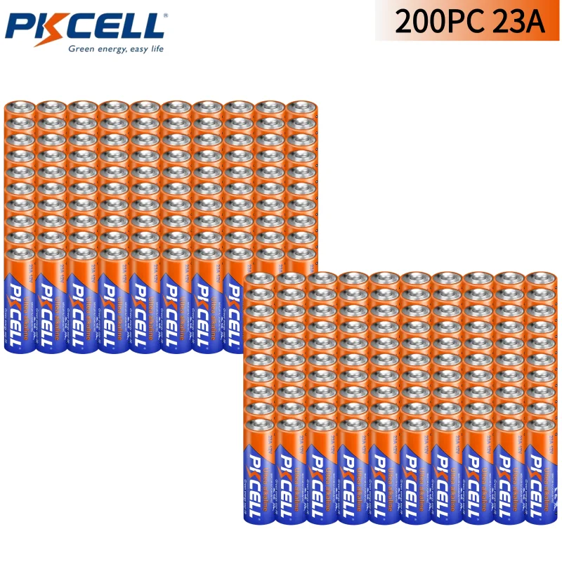 

200PC PKCELL 23A 12 Volt Battery A23 MN21/23 L1028f 12V Alkaline Battery for Ceiling Fan Remote Garage Door Opener