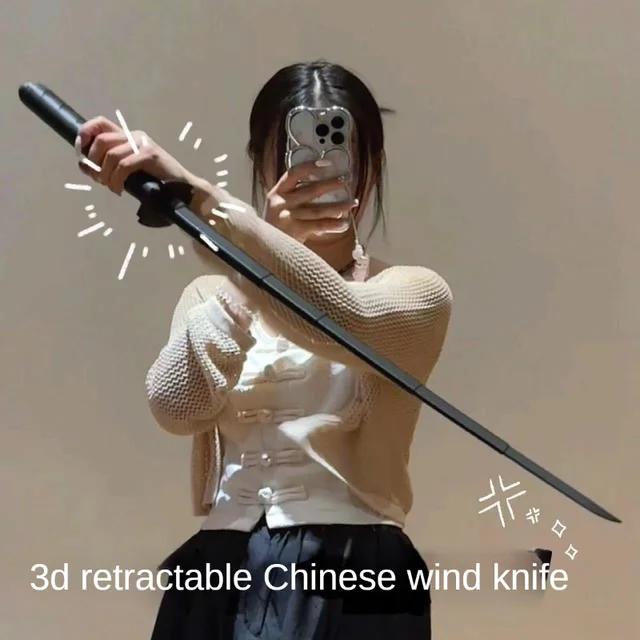 Nóż grawitacyjny 3D Katana rekwizyty fotograficzne dla dorosłych chowany składany miecz samurajski rekwizyty do odgrywania ról kreatywne zabawki antystresowe