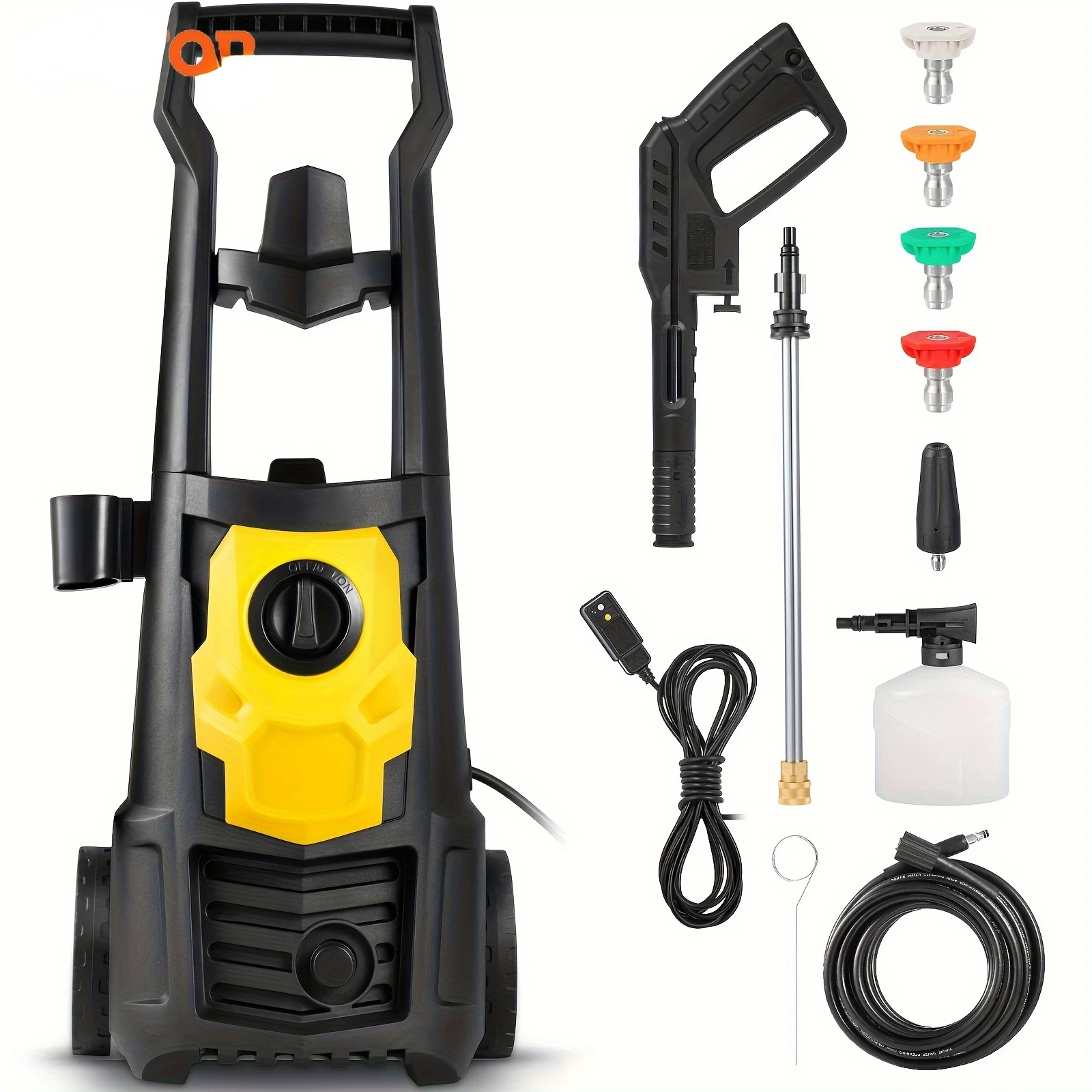 Pressure Washer, 2000 PSI, Max. 1.65 GPM Power Washer w/ 30 ft Hose, 5 Quick Connect Nozzles, Foam Cannon, Portable to Clean Pat