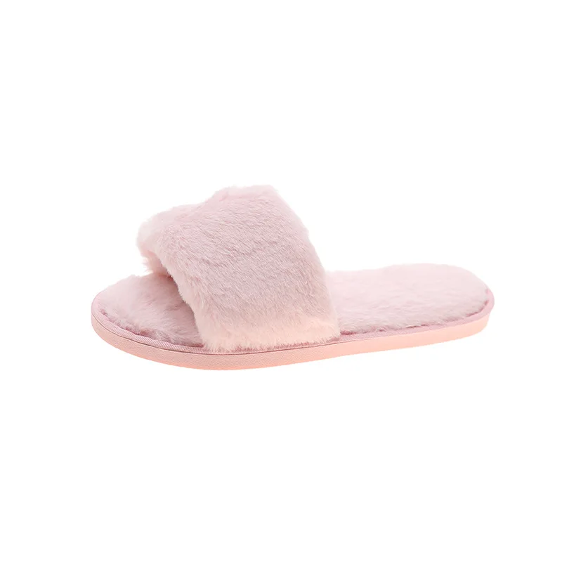 

Sewn Shoes Rabbit Fluffy Plush Indoor One-Flip Large Size Women's Winter Outdoor Home Slippers