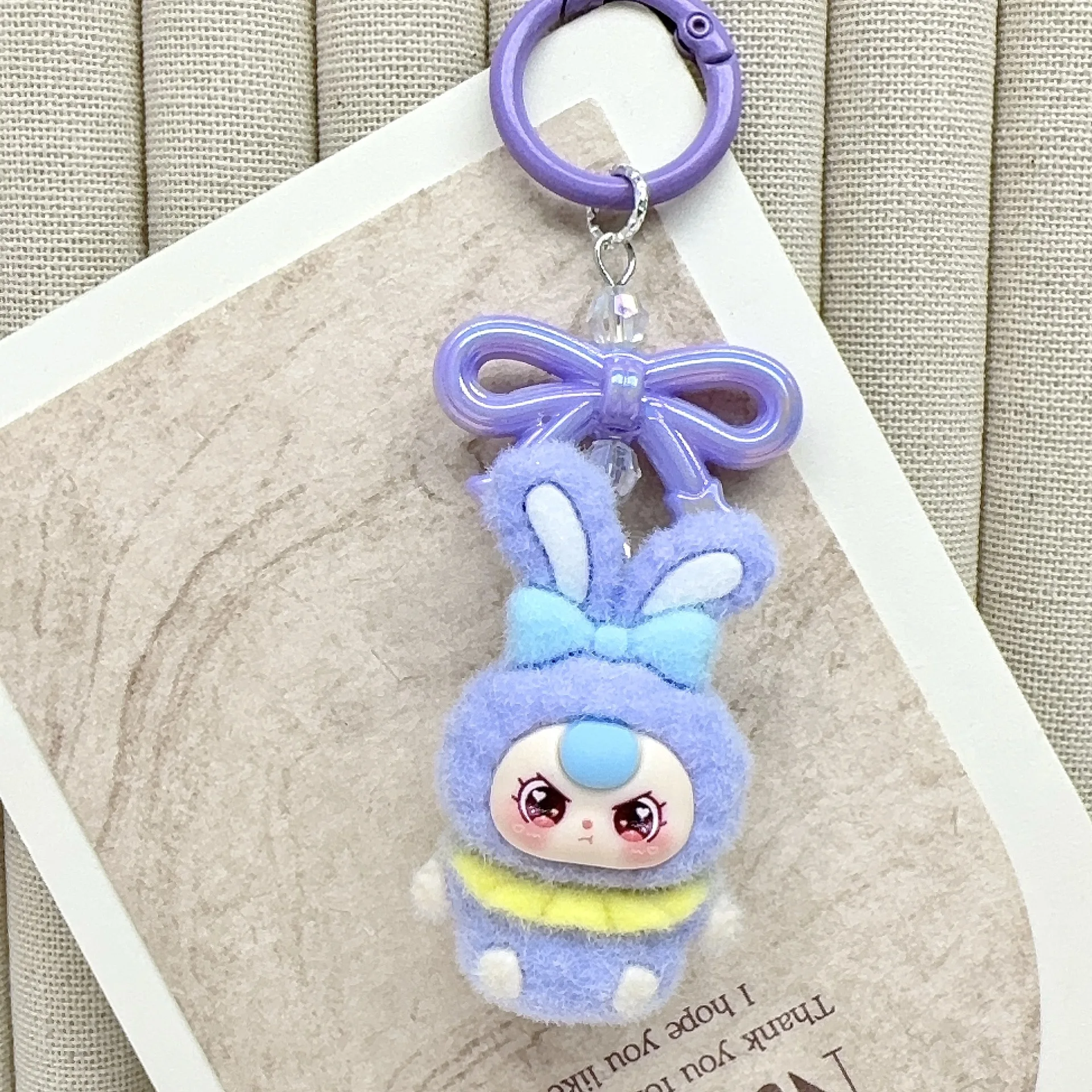 إكسسوارات لطيفة على شكل أرنب للأطفال بعمر 3 سنوات - سلسلة مفاتيح خرز كرتونية لطيفة، شماعة حقيبة، قلادة، لعبة عصرية، إكسسوار #3