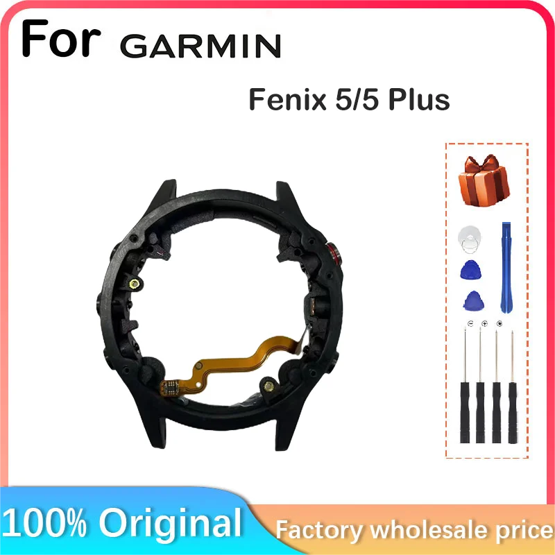 For Garmin Fenix 5 5Plus Watch Case Middle Frame, Plastic Frame with Buttons, Button Maintenance Replacement Accessories