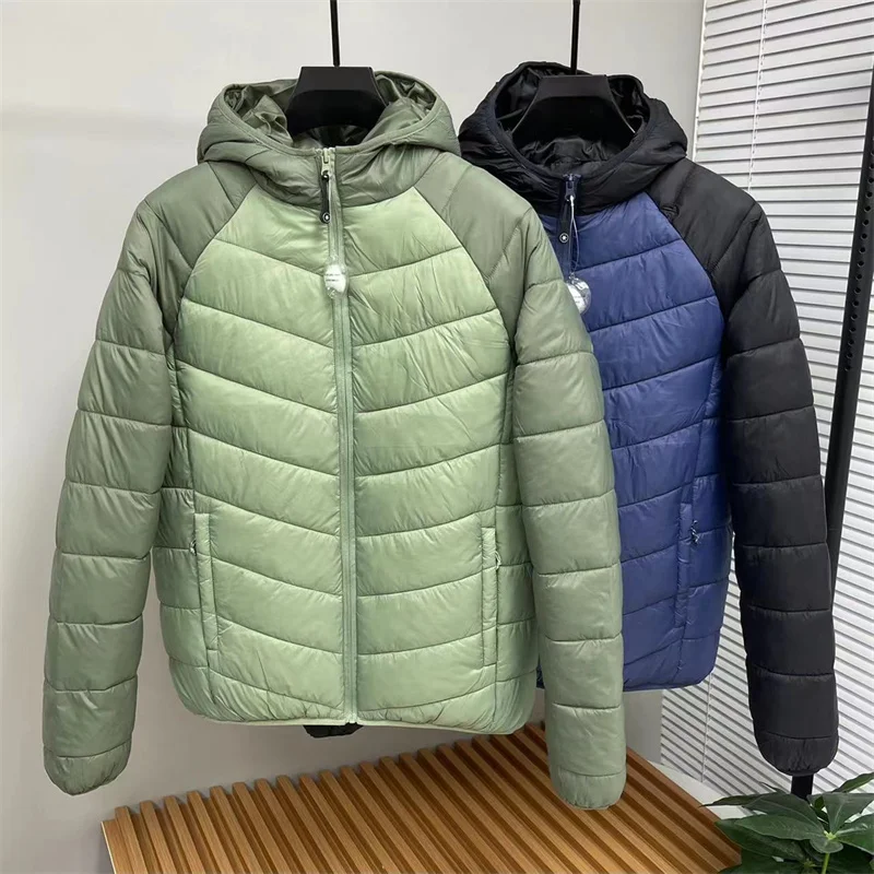 Foreign Trade Export USA Autumn and Winter Men's Windproof Water Repellent Warm Contrast Color Lightweight Casual Hood Cotton...