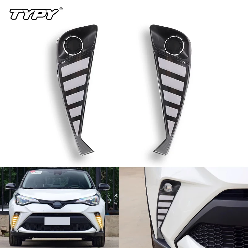 

TYPY Car LED DRL Headlight Turning Yellow Signal Fog Lamps Daytime Running Light Auto Daylights for Toyota C-HR 2021-2023