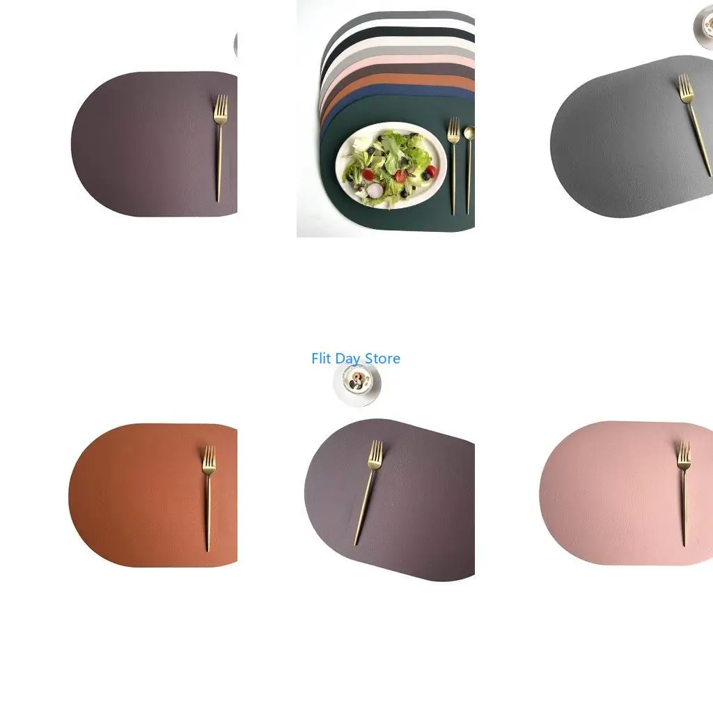 F92C PU Leather Placemats Set With Coasters Waterproof Table Decoration For Family Gathering Heat-Resistant Place Mats