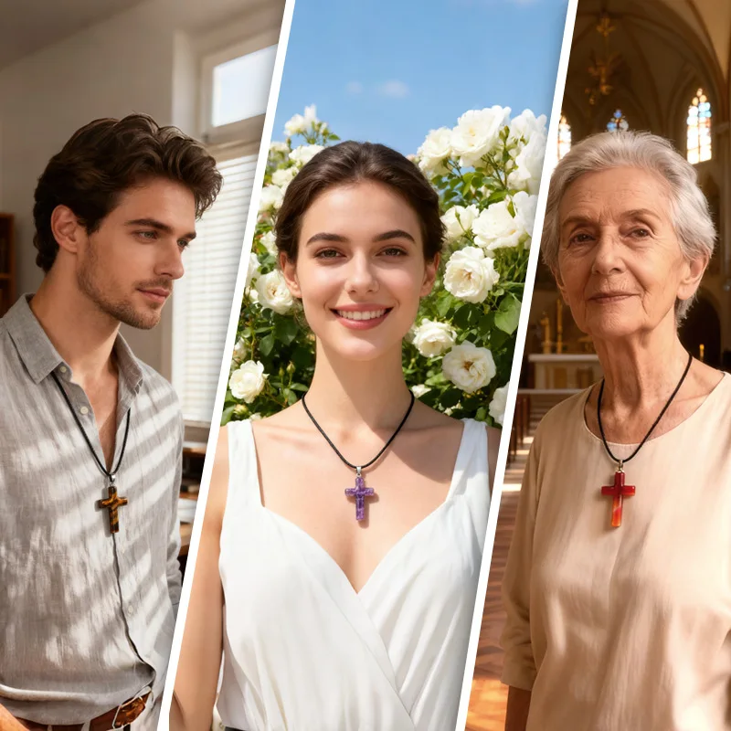 اليدوية مشتهى الأخضر افينتورين الصليب الأحجار الكريمة قلادة قلادة للنساء الرجال شفاء شقرا 27x40 مللي متر كريستال سحر المختنق #4