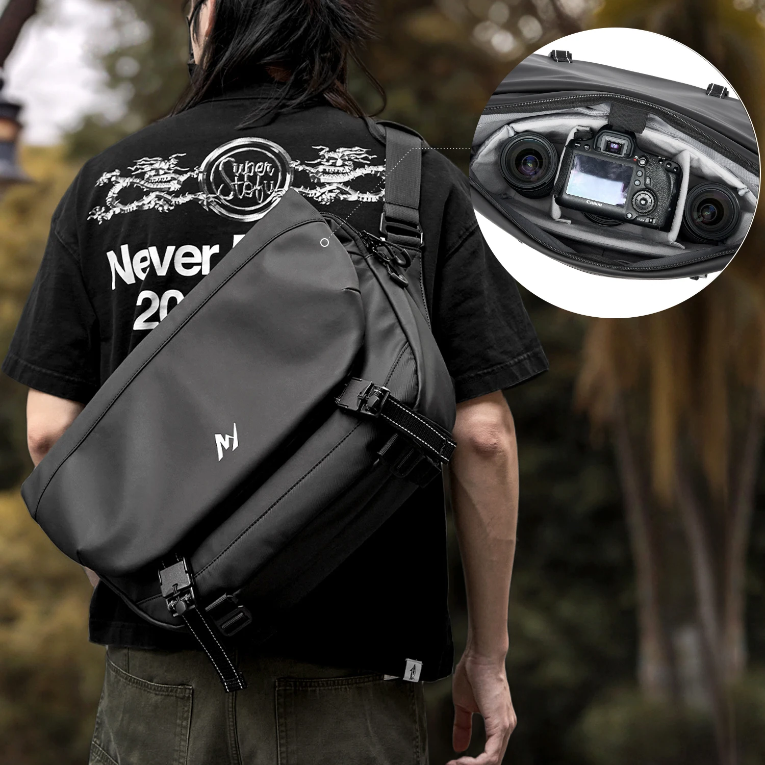 

MOYYI Travel Messenger Bags for Men Large Waterproof PVC Leather Camera Bags Outdoor Men's Crossbody Bags for Sport