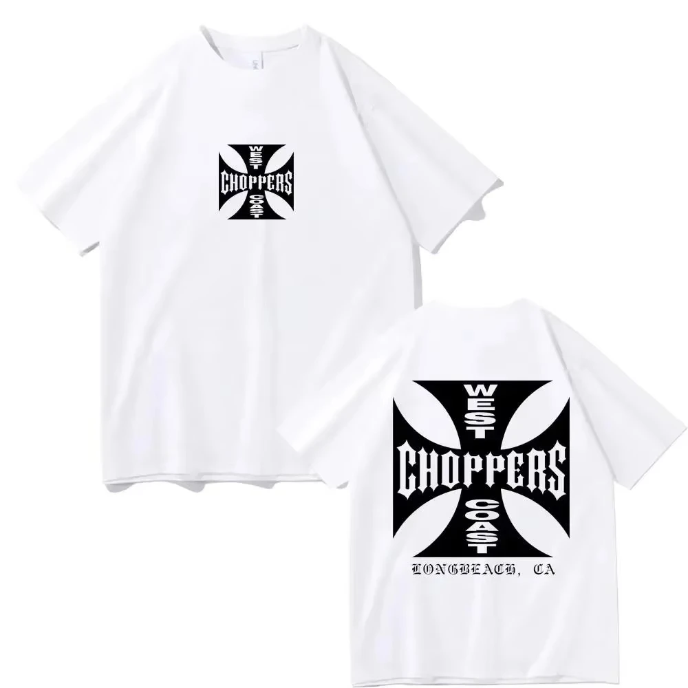 West Coast Choppers T-shirt Print Cross Frame Pour Hommes Économie À Manches Courtes Streetwear Hip Hop Économie À La Mode Été