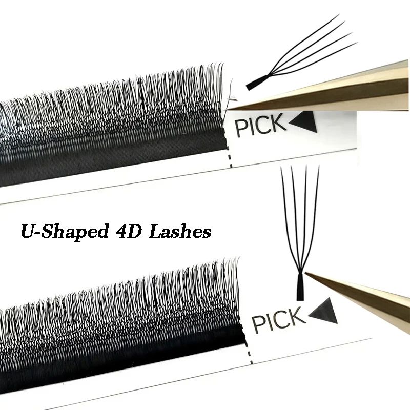 

Qbeautylashes U-Shaped 4D W Eyelash Extensions Fluffy Faux Mink Parallel Premade Volume Fans Soft Natural Makeup Lashes