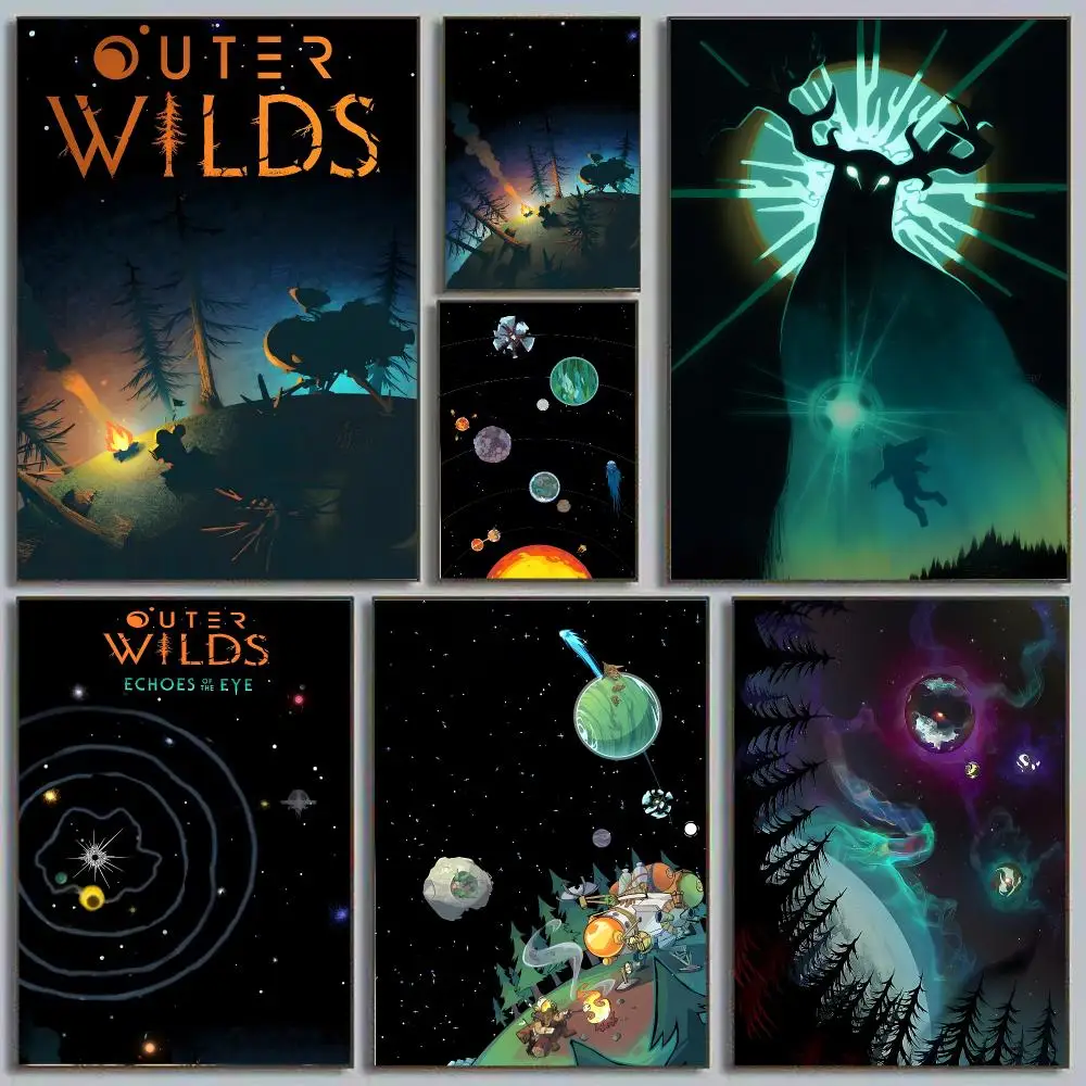 Outer Wilds Space Exploration Time Loop Indie Masterpiece Painting Calligraphy Poster Eco-Friendly Decor Frameless Canvas