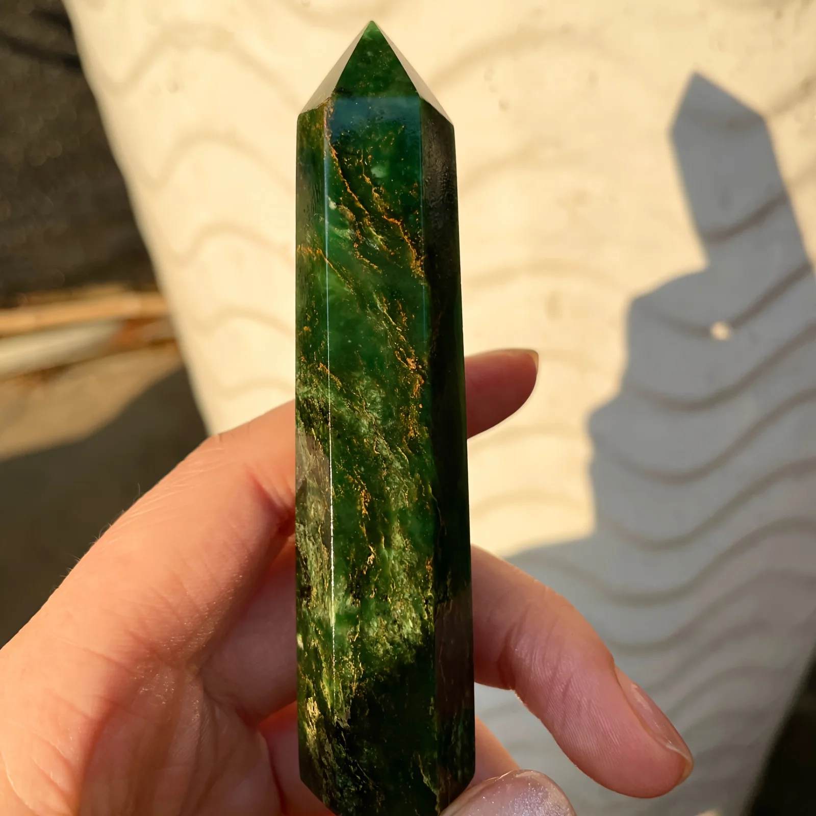 Natural Emerald Single Pointed Quad Interior Decoration Meditation Handcrafted Emerald Energy Point - Serene Decoration