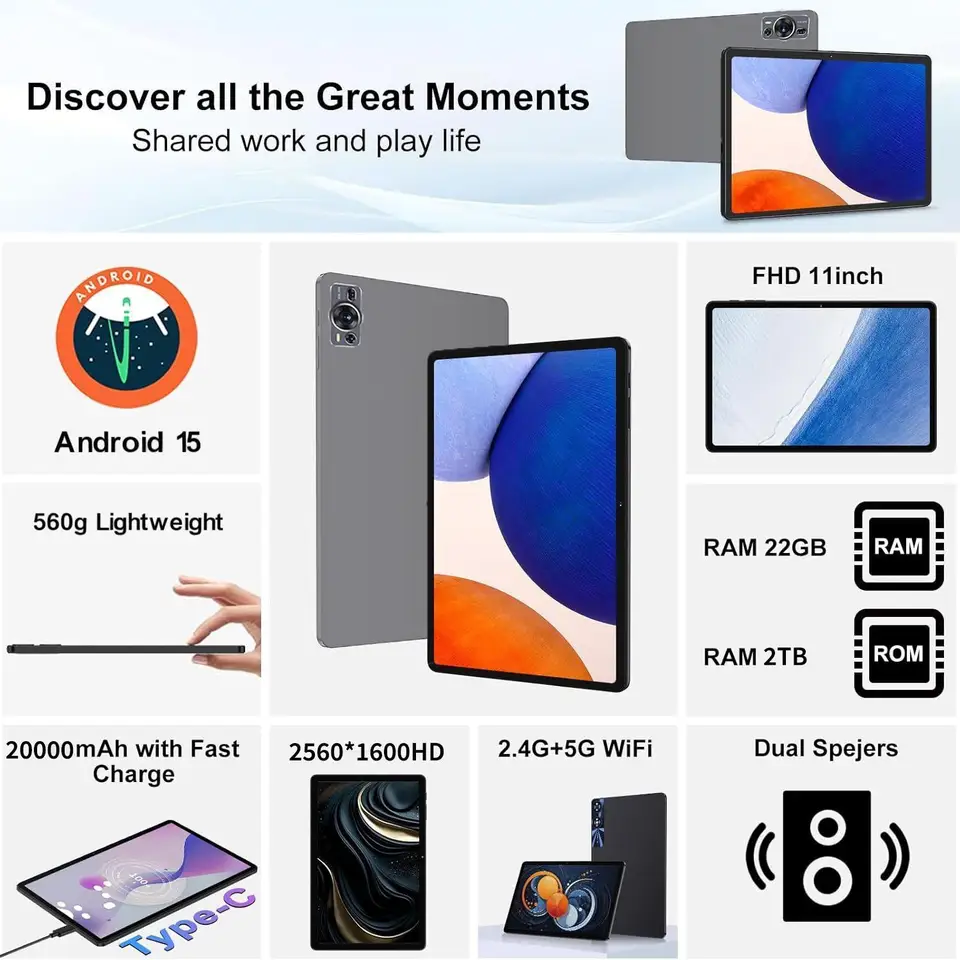 2025 Android 15 Tablet PC With keyboard P60 Pro Tablet Pc 20000mAh