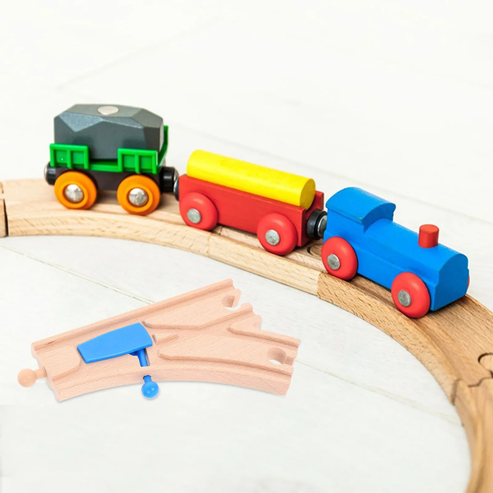 

2Pcs Blue Wooden Train Track Intersections Switch Expansion Pieces Creative Rail Accessories Educational Play Set for Children