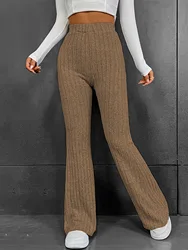 New autumn and winter fashionable and casual solid color slightly flared high waisted trousers for women  slimming and slimming