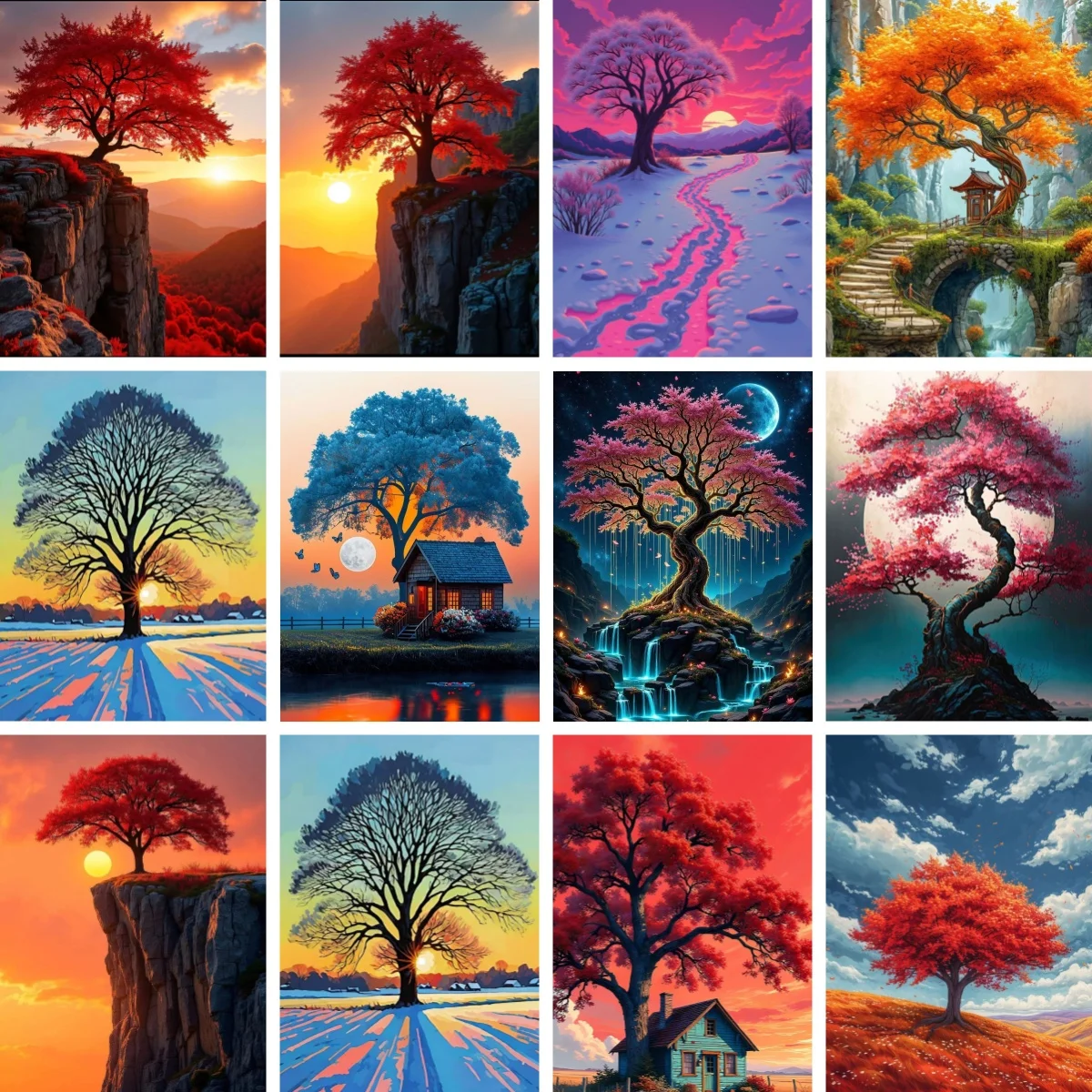 

Набор для вышивания алмазной мозаикой 5D DIY: Величественный закат, красное дерево. Новый полный комплект с квадратными алмазами. Наборы для вышивания крестиком. Декор для дома.