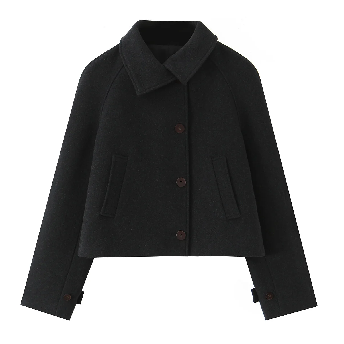 

2025 WOMAN Fashion European and American Style Winter New Style Chic Lapel Coat Joker with Shoulder Sleeve Coat Outerwear Mujer