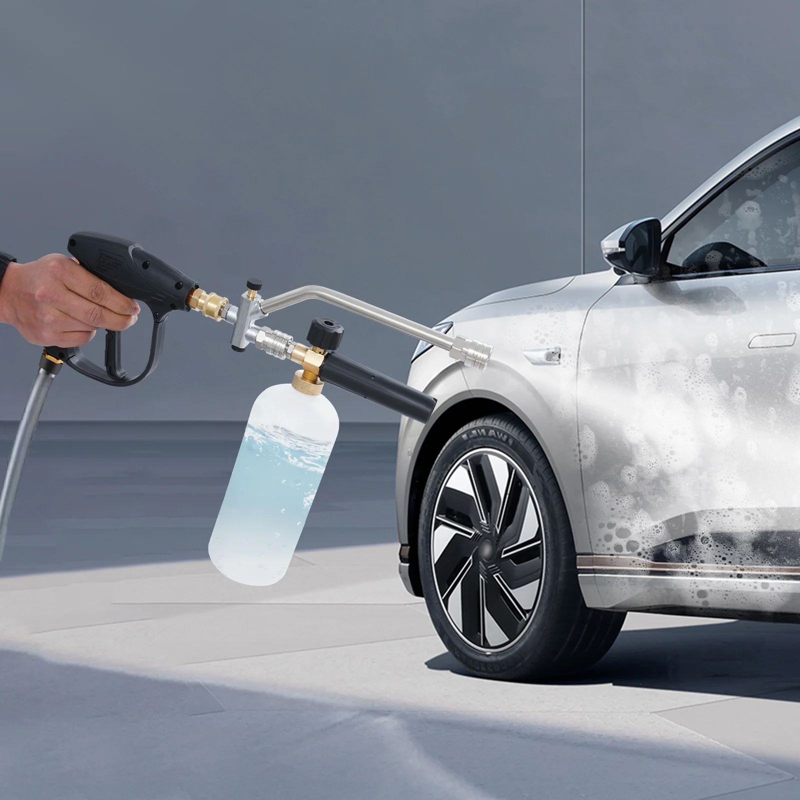 2-in-1 Hochdruckreiniger-Pistole mit 5 austauschbaren Düsen, Schaummenge einstellbar für Autos, Motorräder, Terrassen – Detail 6