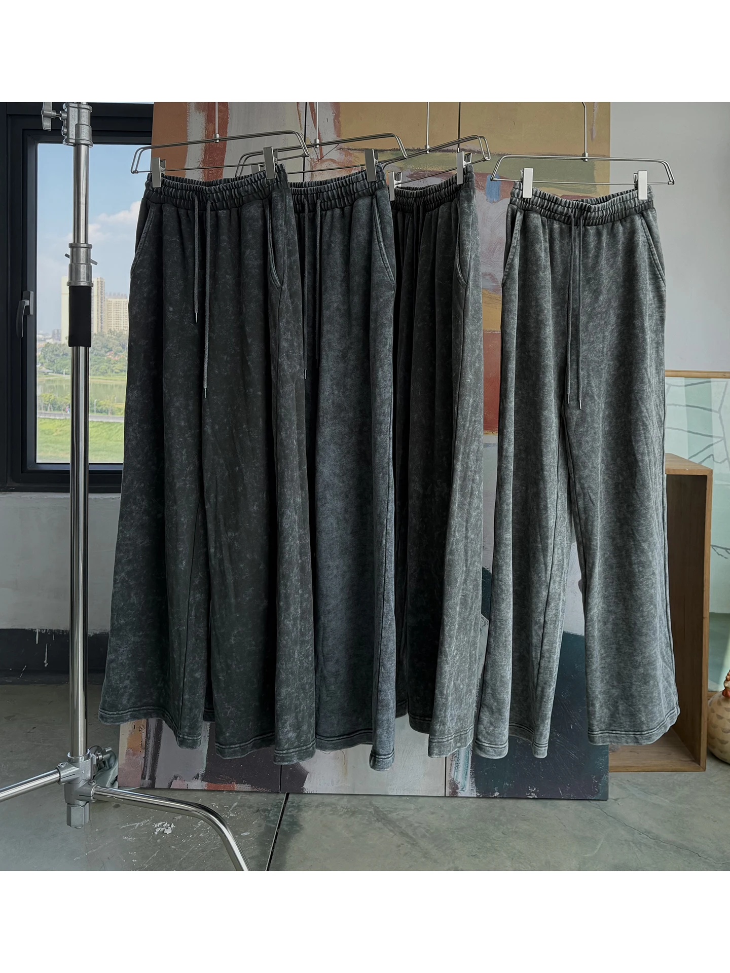 パックサン アシッドワ エクストラ ルーズ ワイドレッグパンツ スポーツ スーパーストレッチ スウェットパンツ ハイウエスト ストレート チューブ ニット コットン