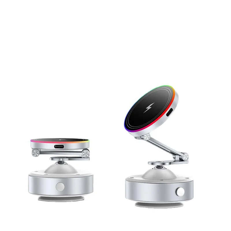 15W Wireless Fast Charging Suction Cup Bracket, Fully Automatic Electric Vacuum Adsorption Magnetic Mobile Phone Bracket