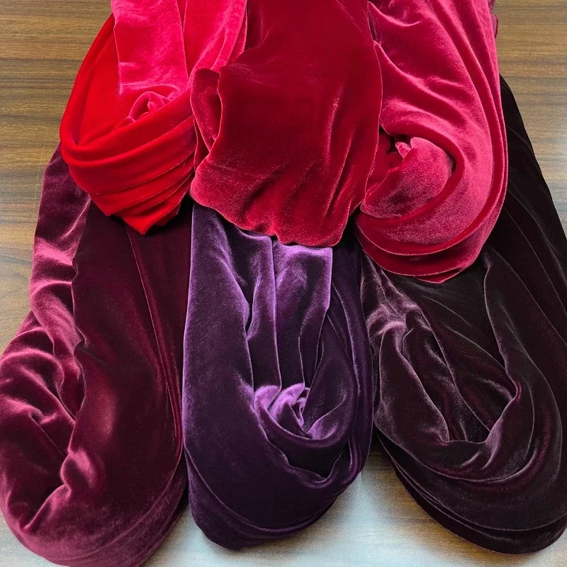 30color Wholesale %100 Mulberry Silk Joe Velvet Clothing Fabric Wedding Dress Cheongsam Robe Cloth Fabric By The Yard Red Yellow