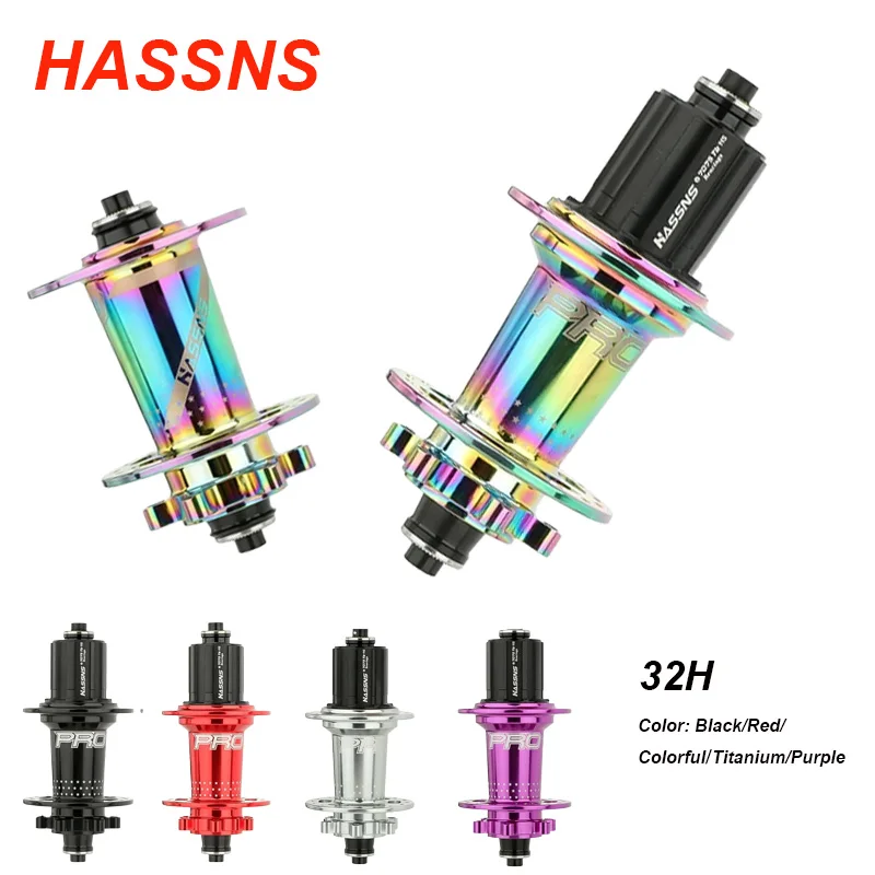 HASSNS PRO7 MTB Hubs 32/24 Holes K7 Cube 4 Bearing Bicycle Rear Hub 120 Click Noisy Bike Cube Compatible with 7/8/9/10/11 Speed