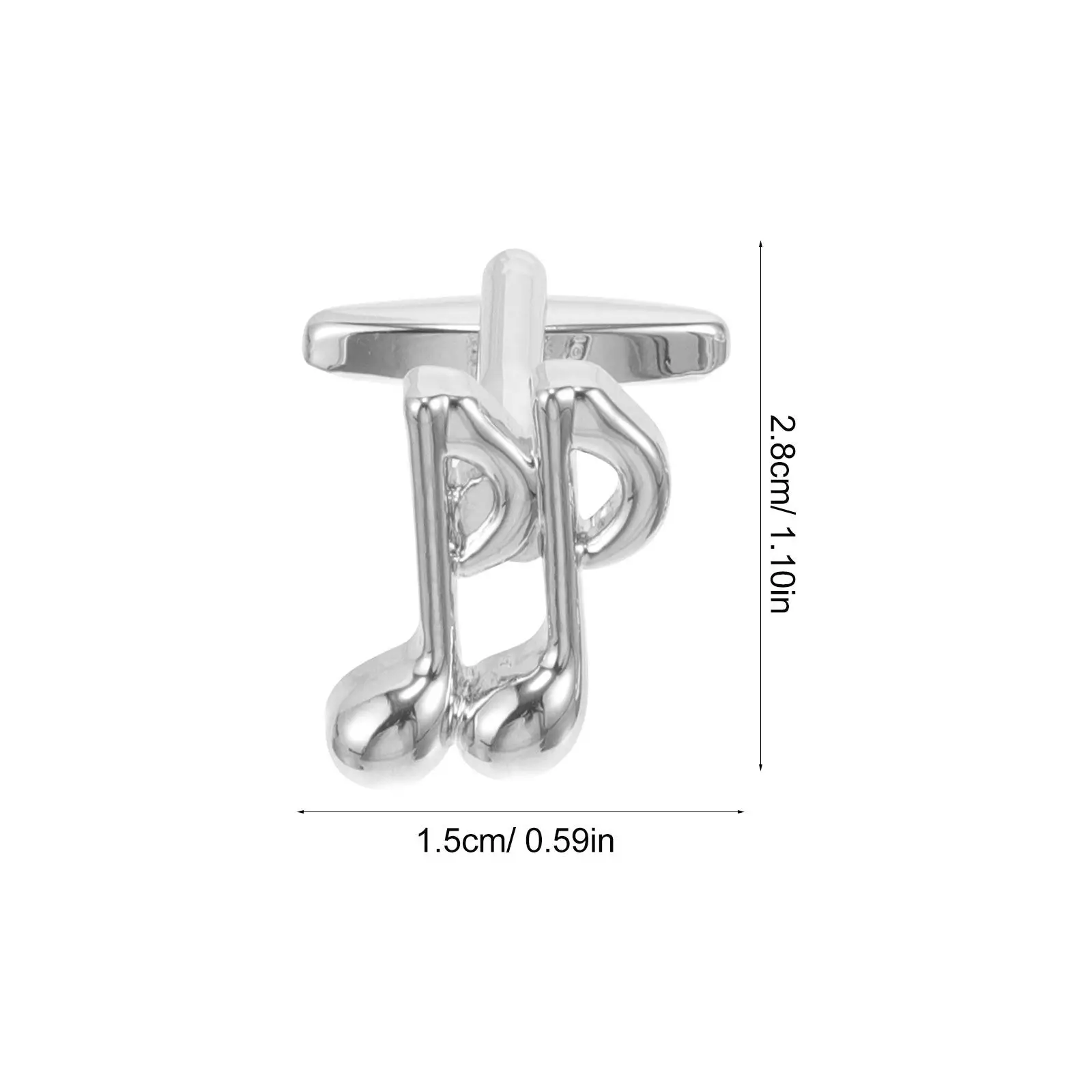 1Pair Musical Note Cufflinks for Men Alloy Shirt Cuff Links Polished Surface Rounded Edges Birthday Wedding Gift Business Formal
