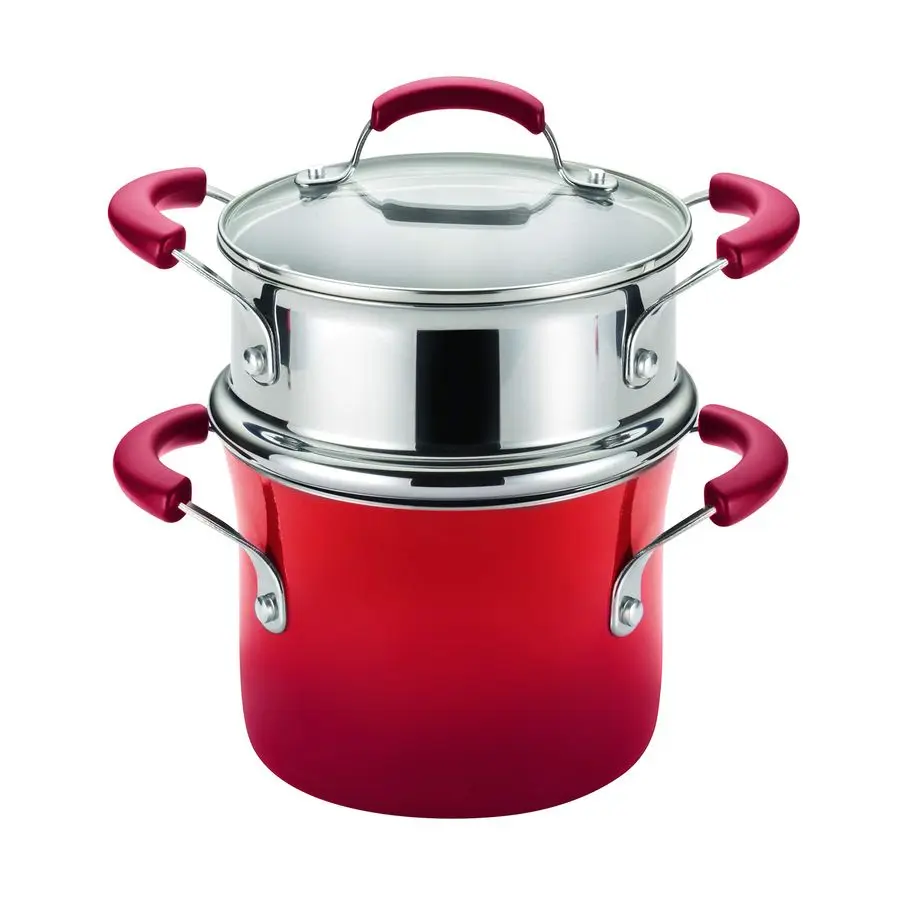 

Brights Sauce Pot Saucepot with Steamer Insert, 3 Quart, TwoTone Red