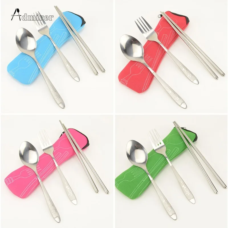 1PC Tableware Bag Washable with Zipper Travel Cutlery Kit Case Camping Spoon Portable Pouch for Dinner Household Tool