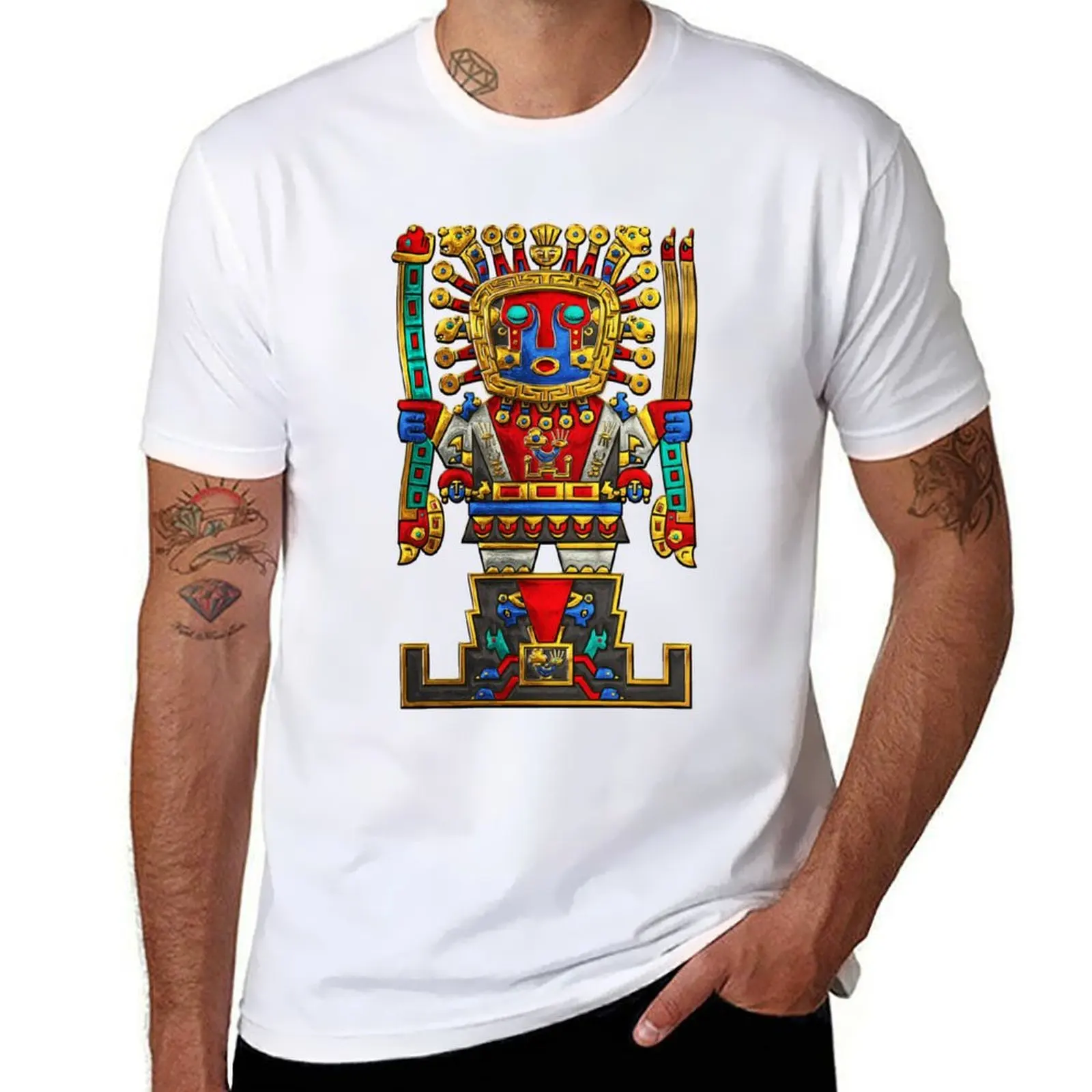 

Incan Gods - The Great Creator Viracocha on Black Canvas T-Shirt cotton tshirt 100% t shirts cotton 100% T-Shirt
