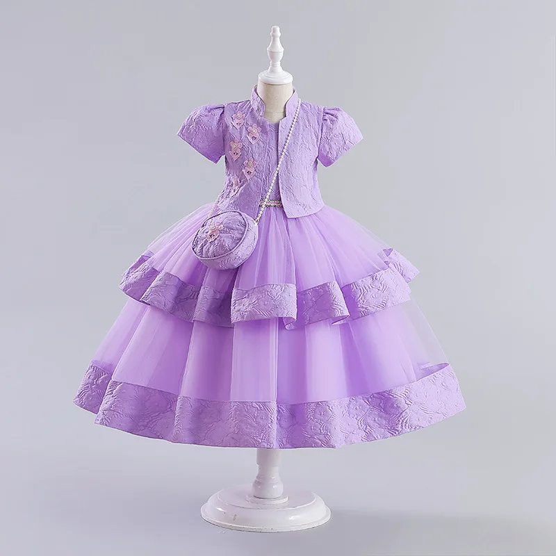 Girls' Formal Dress Children's Jacket Vest Catwalk Princess Dress Cross-Border Trade Dress One-Year-Old Performance Costume Chil