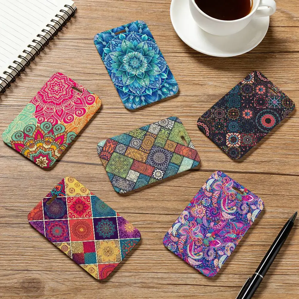 

Держатель для карт с мандалой и шнурком, унисекс, для пропусков сотрудников компании, идентификационных и именных карт, офисные принадлежности