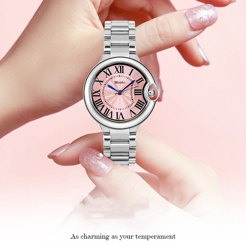 Women's Stainless Steel Quartz Watch, Daytime Waterproof Bracelet, Roman Numerals, Festival Gift with Beautiful Gift Box