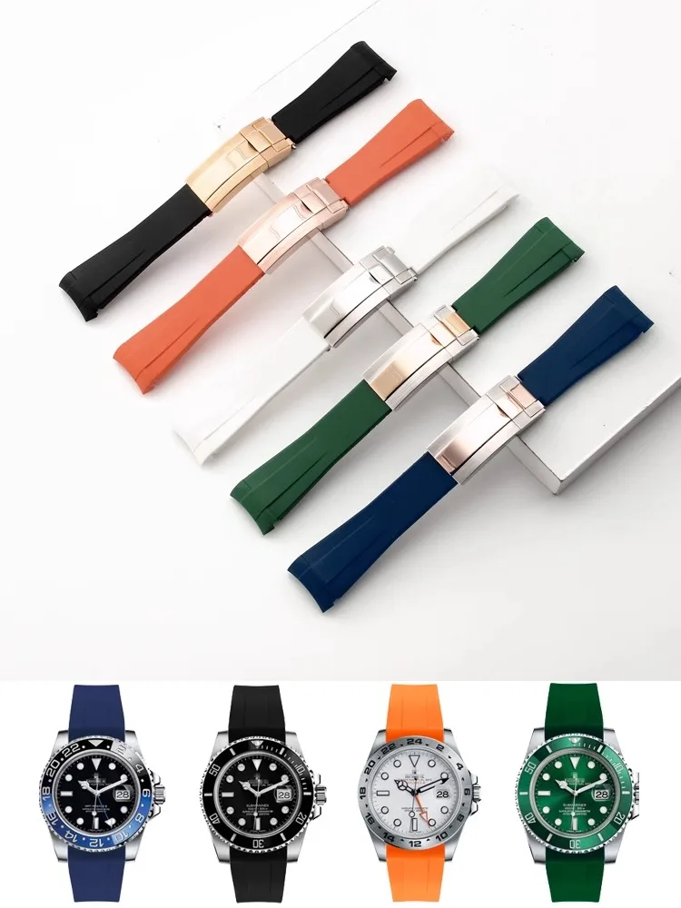 20mm Silicone Watch Strap for Seiko for Rolex for Submariner for Daytona for Oysterflex Waterproof Rubber Bracelet Accessories