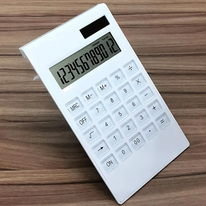 12-Digit Large LCD Display Calculator Standard Function Calculator with Solar & Battery Dual Power for Home Basic Desktop Office