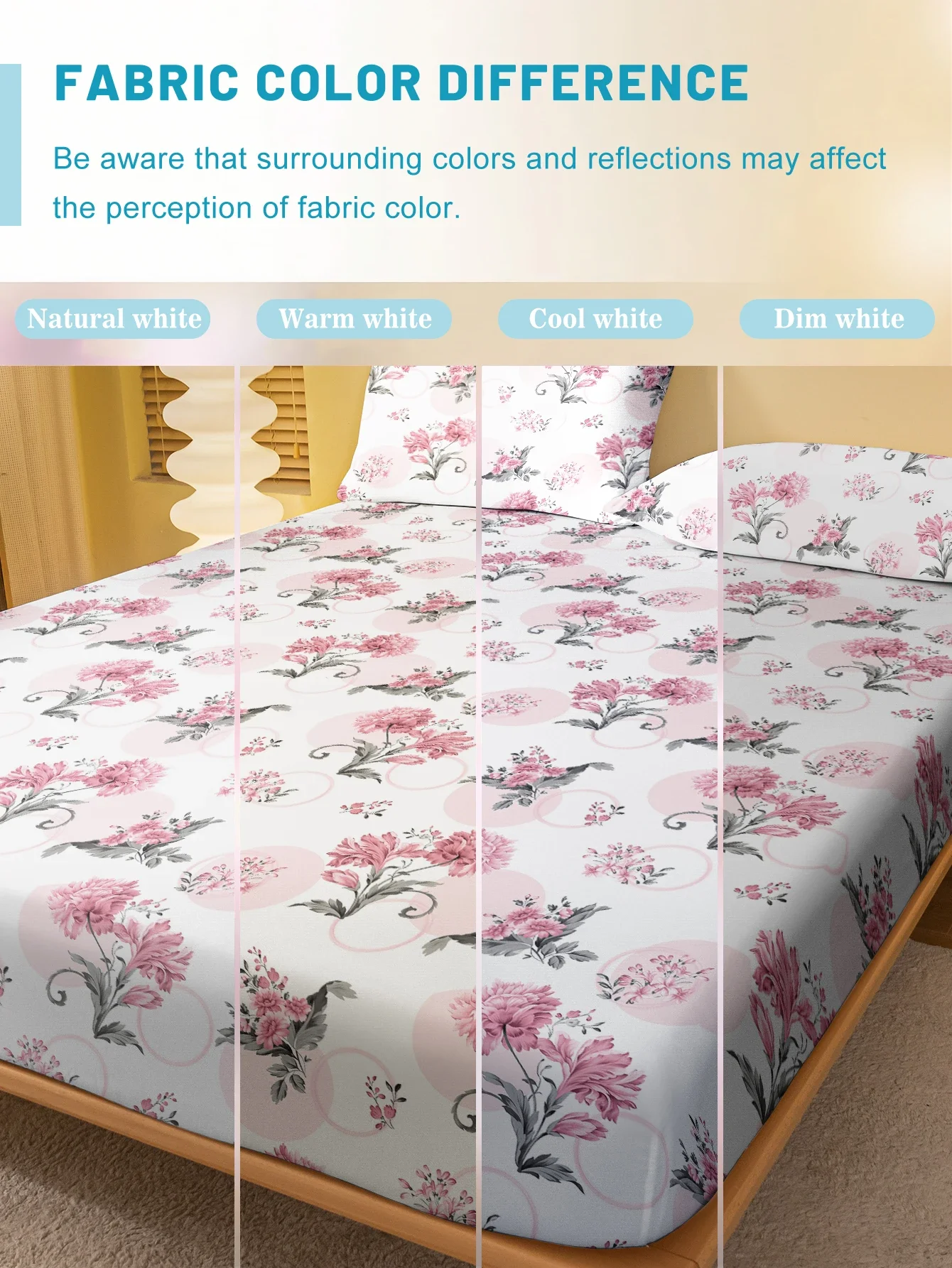 1 ملاءة بسيطة حديثة مطبوعة على شكل زهرة نباتية غير لامعة، غطاء سرير مطبوع لغرفة النوم، الفراش (باستثناء أكياس الوسائد) #4