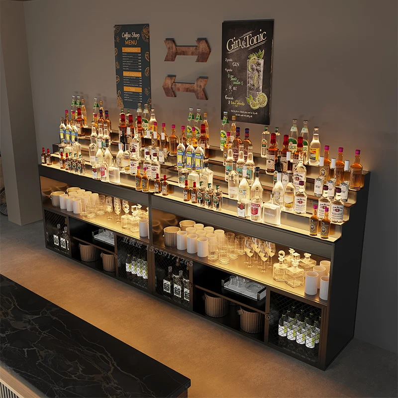 

Floor Storage Wine Racks Organizer Display Vertical Under Shelf Wine Rack Counter Liquor Store Luxury Comptoir De Bar Decoration