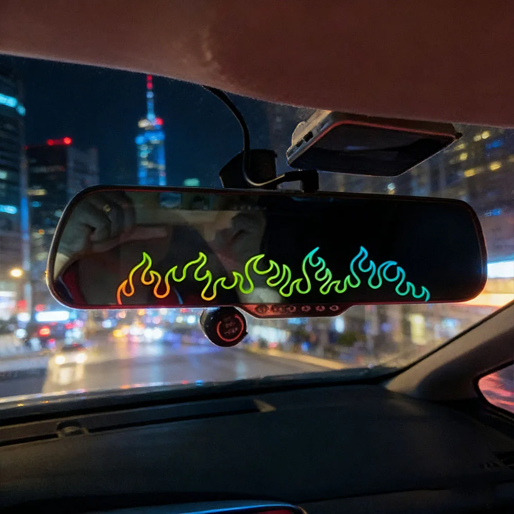 1PC Auto Rearview Mirror Waterproof Motorbike Sticker Tank Helmet Flame Design for Decoration