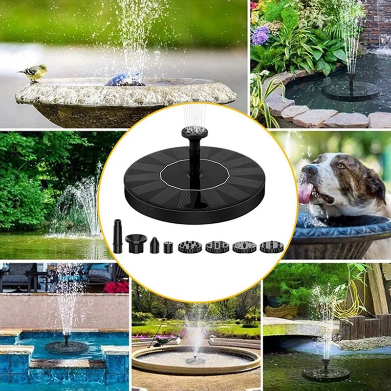 Solar Power Water Fountain Pump Solar Fountain Bird Fountain Water Floating Fountain Pond Garden Patio Decor 13Cm