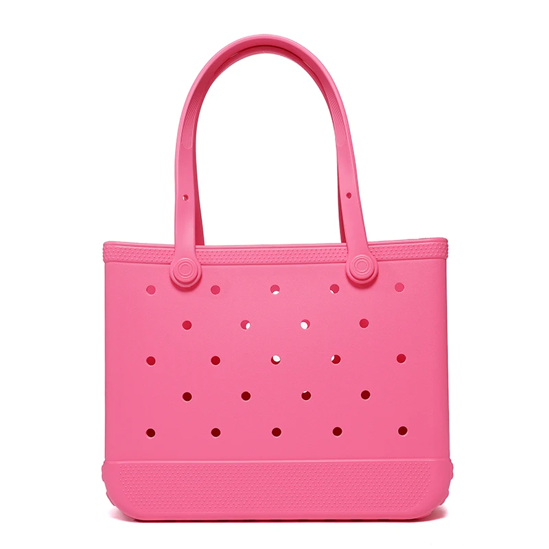 

Women Large Capacity Hollow Shoulder EVA Beach Bag Soft Waterproof Solid Color Resistant for Girl Shopping Swimming Beach Use