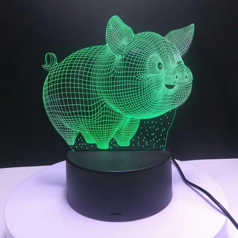 Fat Pig 3D LED Night Light Cute Pigs Table Lamps with Touchable Base 7 Colors Changeable Nightlight Bedroom Atmosphere Lamp Gift