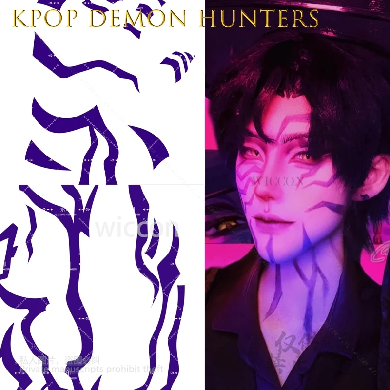 [Cos C COS] Kpop chasseurs de démons Jinu Saja garçon votre idole tatouage autocollants visage et mains KPOP idole maquillage accessoires Halloween
