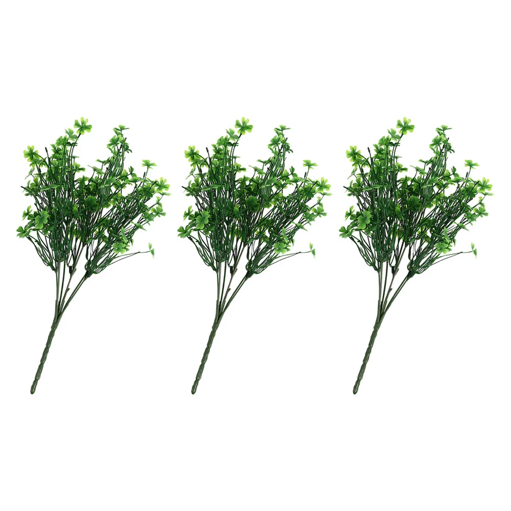 3 Pcs Decorative Flower Lifelike Plants DIY Wreath Leaves Artificial Green Stems Plastic Realistic Faux