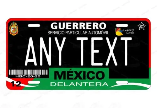 Guerrero Mexico Personalized Black Red Metal License Plate Auto ATV Motorcycle Aluminum